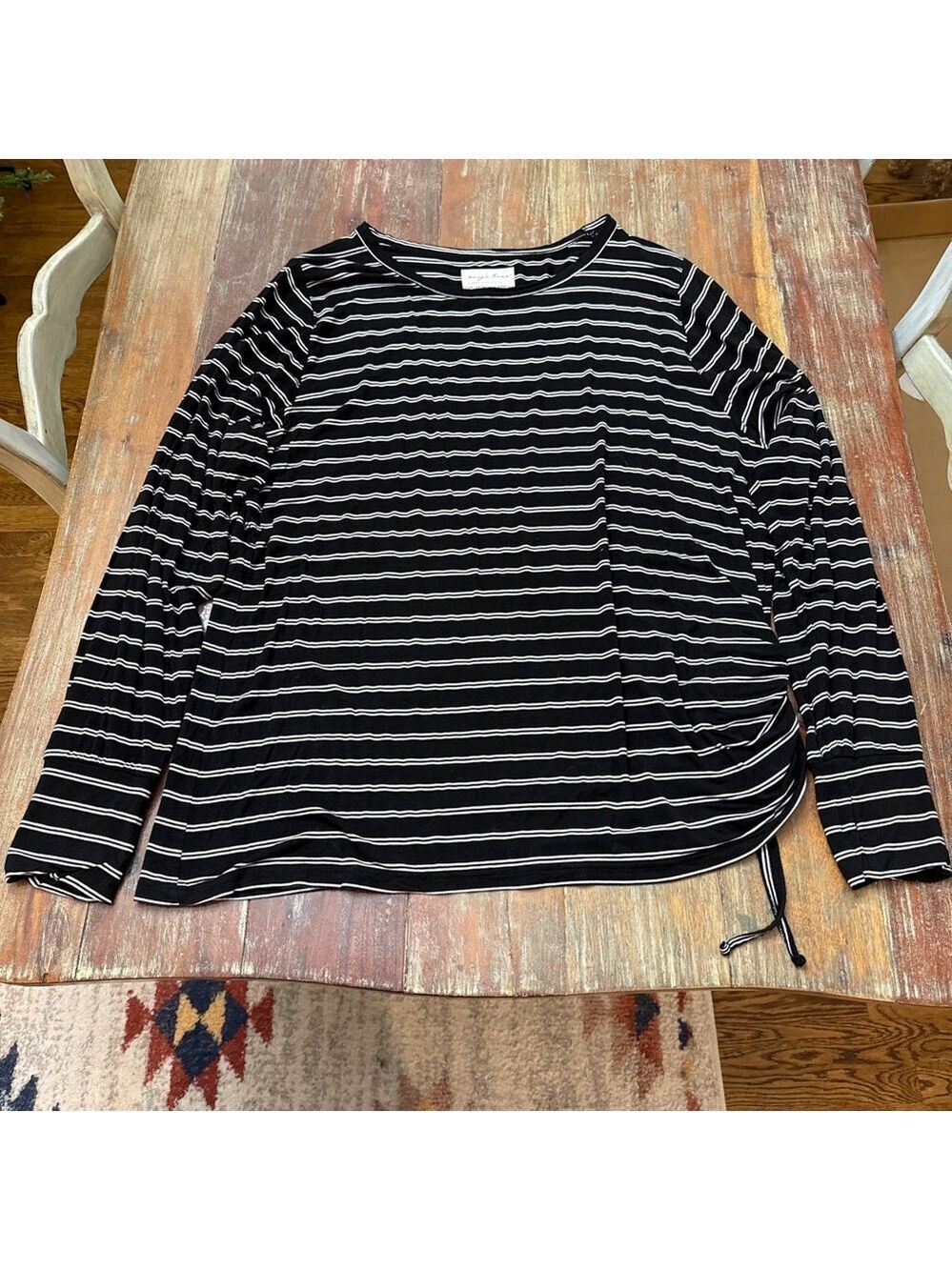Evy's Tree Women's Black and White Striped Tee 2X